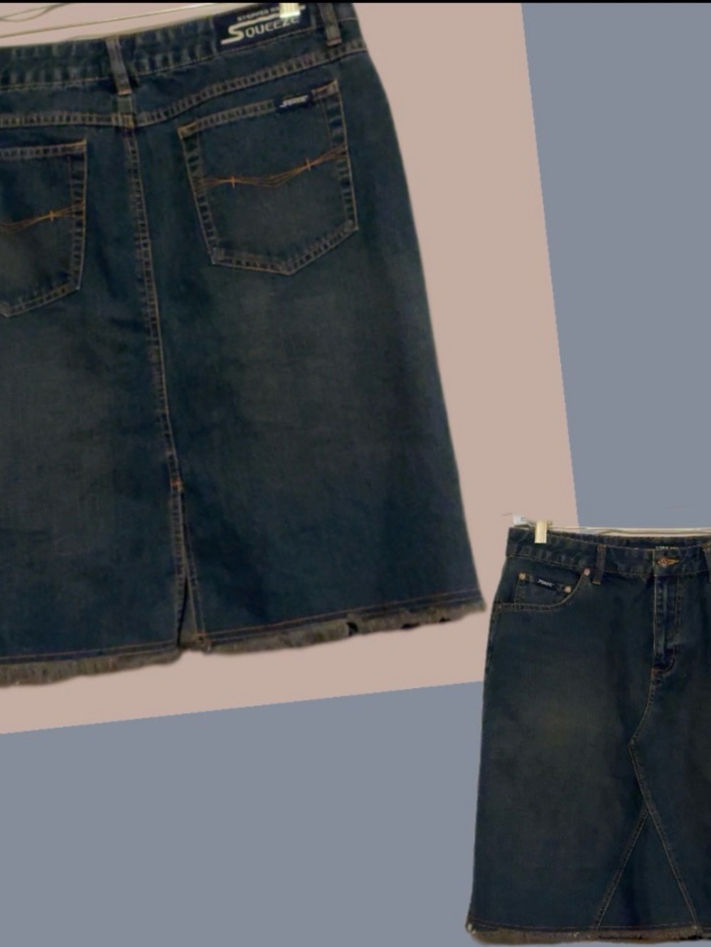 Squeeze Dark Blue Denim A-Line Skirt